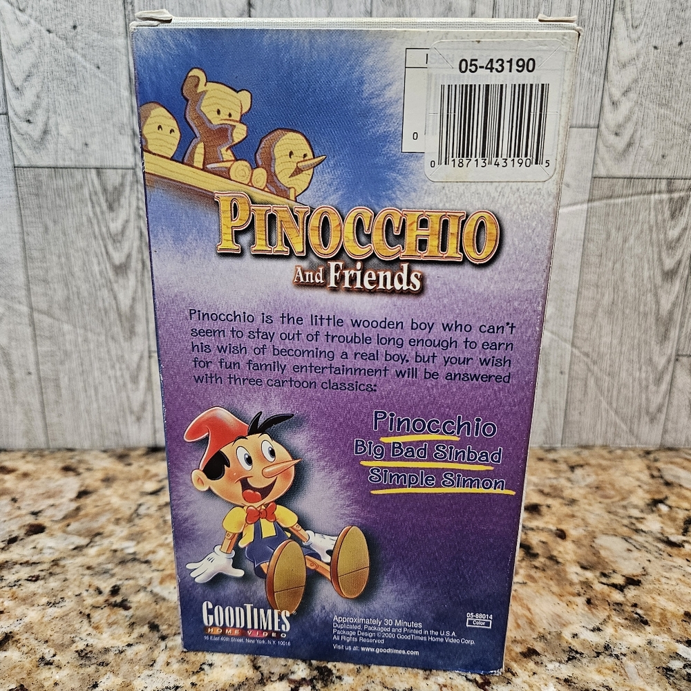 Pinocchio And Friends VHS Cardboard Sleeve 3 Cartoon Classics - Picture 4 of 7
